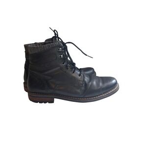Crevo Cayson Black Leather Cap Toe Combat Boots CV 1677-001 Mens 11